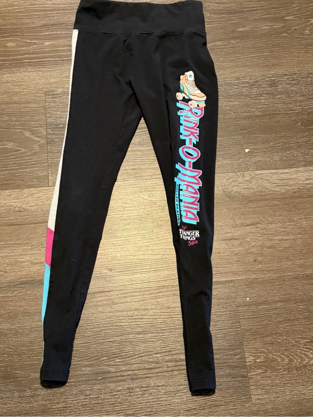 Justice x Stranger Things Rink-O-Mania Leggings Size L 12/14 Y2K Roller Skate